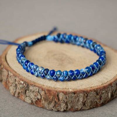 Lapis Lazuli 3-4mm Çift Sıra Doğal Taş Bileklik - Doğal Taş