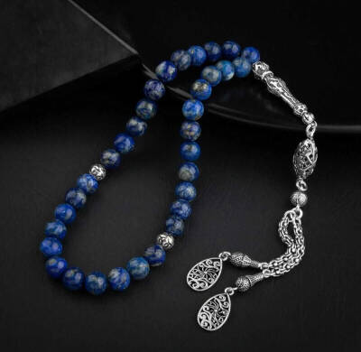 Lapis Lazuli Doğal Taş 8mm Gümüş İmameli Tesbih - Doğal Taş