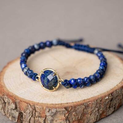 Lapis Lazuli Doğal Taş Makrome Bileklik - Doğal Taş (1)
