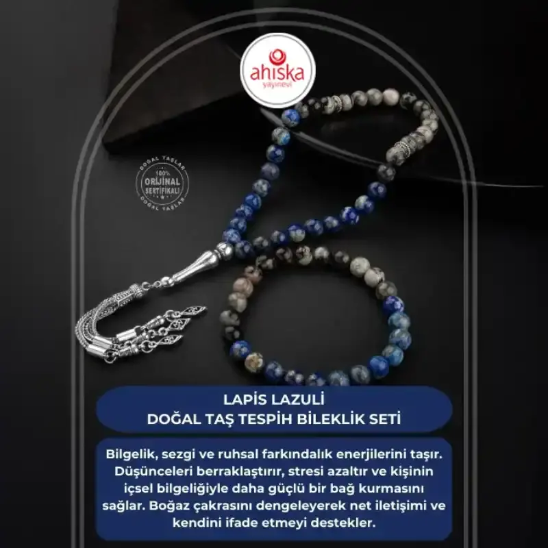 Lapis Lazuli-Jasper Doğal Taş Tesbih Bileklik Seti - 2