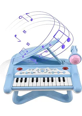 Learning Fun 25 Tuşlu Mikrofonlu Eğitici Çocuk Piyano Seti Mavi - 1