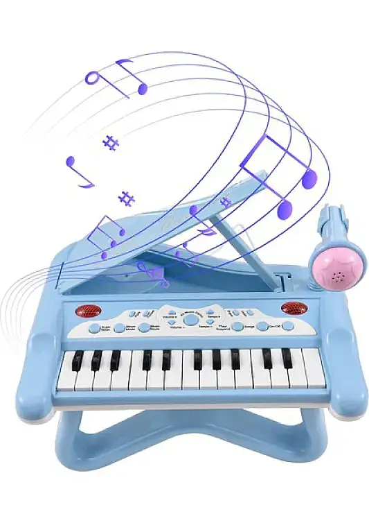 Learning Fun 25 Tuşlu Mikrofonlu Eğitici Çocuk Piyano Seti Mavi - 2