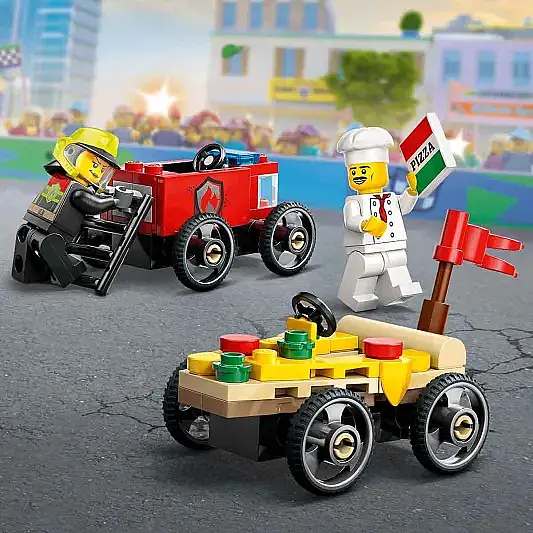 Lego City Pizza Arabası İtfaiye Kamyonuna Karşı Yarış Arabası Paketi 60458 - 1