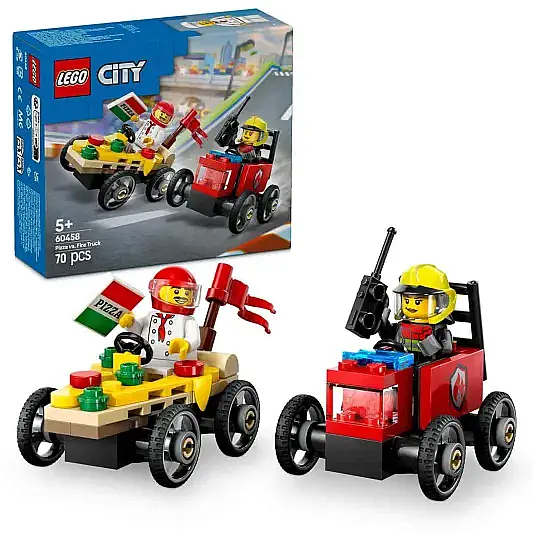 Lego City Pizza Arabası İtfaiye Kamyonuna Karşı Yarış Arabası Paketi 60458 - 13