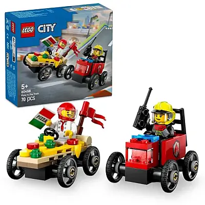 Lego City Pizza Arabası İtfaiye Kamyonuna Karşı Yarış Arabası Paketi 60458 - 14