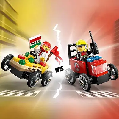 Lego City Pizza Arabası İtfaiye Kamyonuna Karşı Yarış Arabası Paketi 60458 - 15
