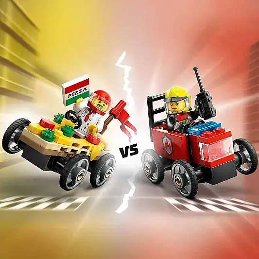 Lego City Pizza Arabası İtfaiye Kamyonuna Karşı Yarış Arabası Paketi 60458 - 16