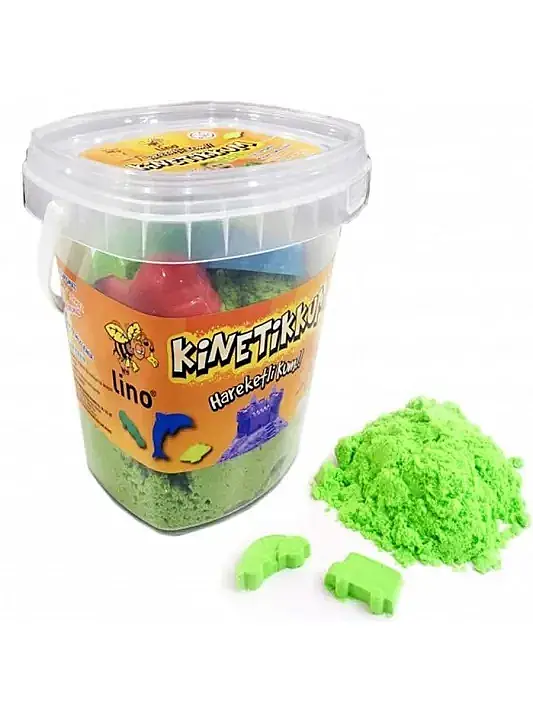 Lino Kinetik Kum 500 gr Yeşil Kova + 3 Kalıp - 1