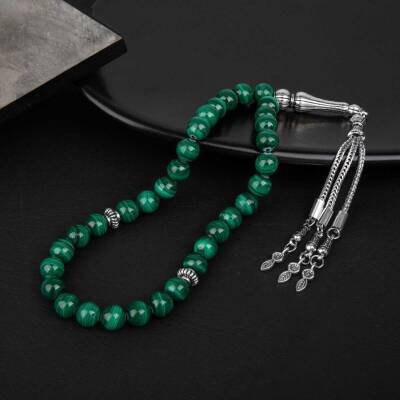 Malakit Doğal Taş Tesbih 33lük - 8mm - Doğal Taş