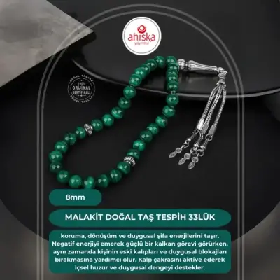 Malakit Doğal Taş Tesbih 33lük - 8mm - Doğal Taş (1)