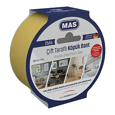 Mas 2646 Çift Taraflı Köpük Bant 50 x 5 mm - 1