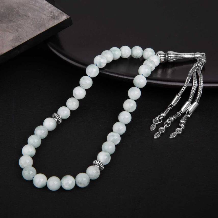 Mavi Larimar Doğal Taş Tesbih 33lük - 8mm - 1