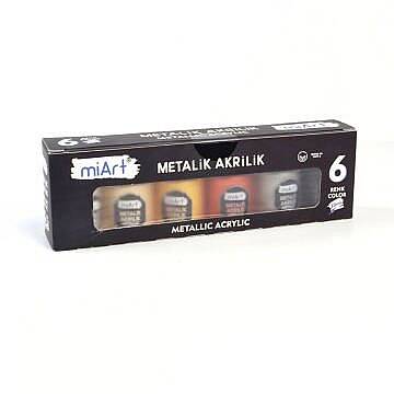Miart Akrilik Boya Metalik Renkler 30 ml 6 Lı - 1