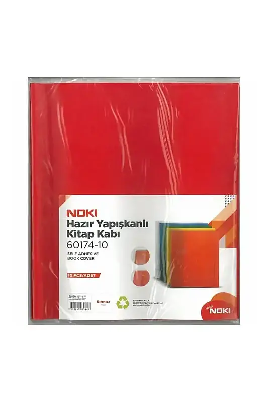 Noki Hazır Yapışkanlı Kitap Kabı 10 Lu Kırmızı - 2