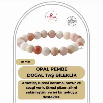 Opal Pembe 10mm Doğal Taş Bileklik - Doğal Taş (1)