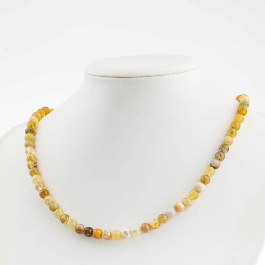 Opal Sarı 6 mm Dizi Doğal Taş Kolye - 2