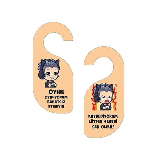 Oyun Oynuyorum Erkek Kapı Askısı Kapı Uyarı Levhası - 1
