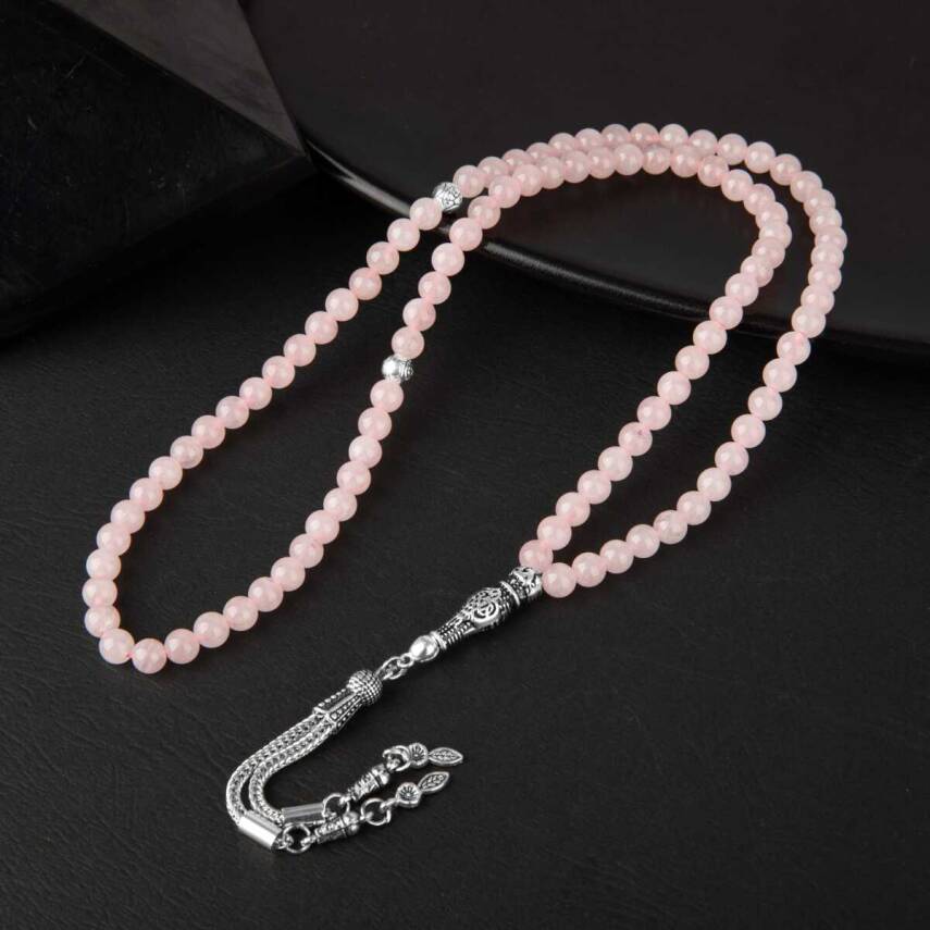 Pembe Kuvars (Gül Kuvars) Doğal Taş Tesbih 99luk - 6mm - 1