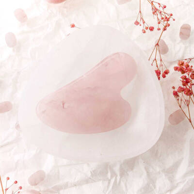 Pembe Kuvars Taşı Gua Sha Yüz Masaj Taşı Kalpli - 3