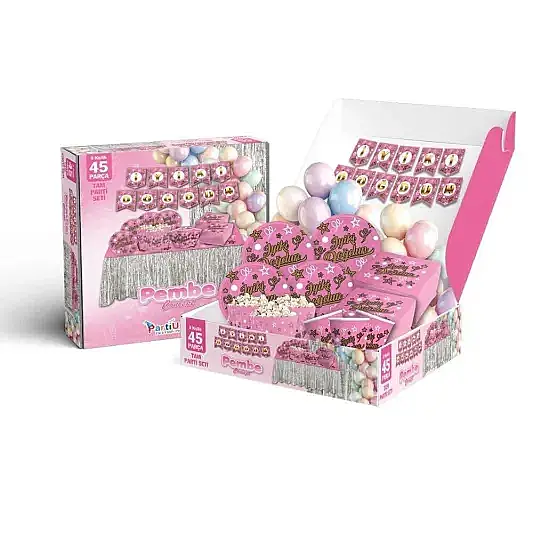 Pembe Parti Seti 8 Kişilik 45 Parça - 2