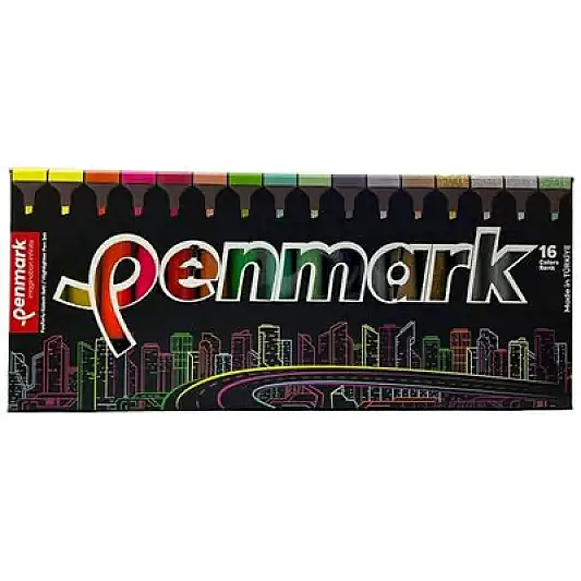 Penmark Fosforlu Neon + Pastel Tropik + Metail Simli Renk Kalem 1-5 mm Kesik Uç 16 Lı - 2