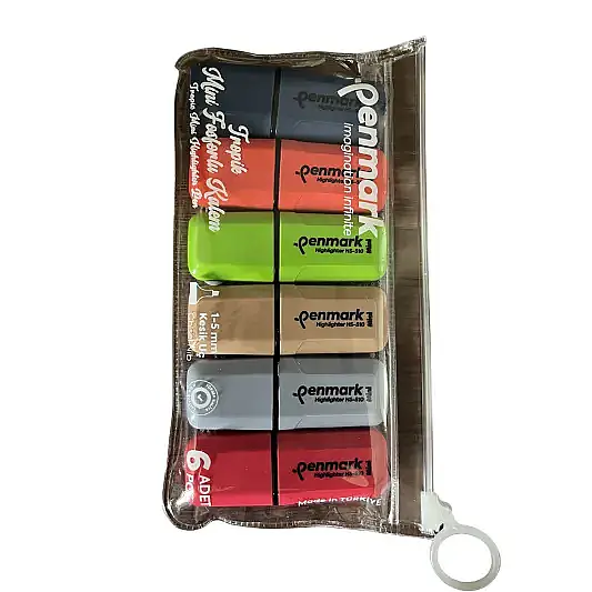 Penmark Mini Fosforlu Kalem 6 Lı Tropik Renkler - 2