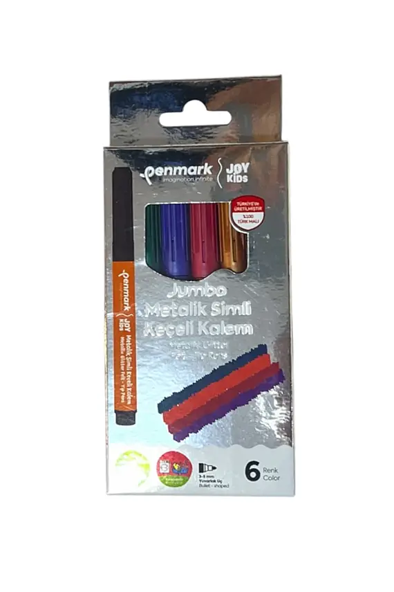 Penmark Yıkanabilir Süper Jumbo Metalik Simli Keçeli Kalem 6 Lı - 2