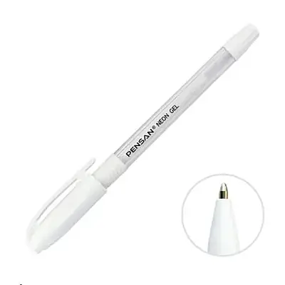 Pensan Neon Jel Kalem 1 mm Beyaz - 1