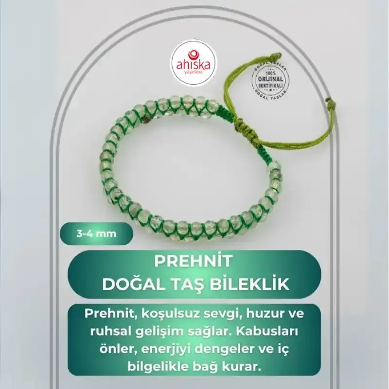 Prehnit 3-4mm Çift Sıra Doğal Taş Bileklik - 2