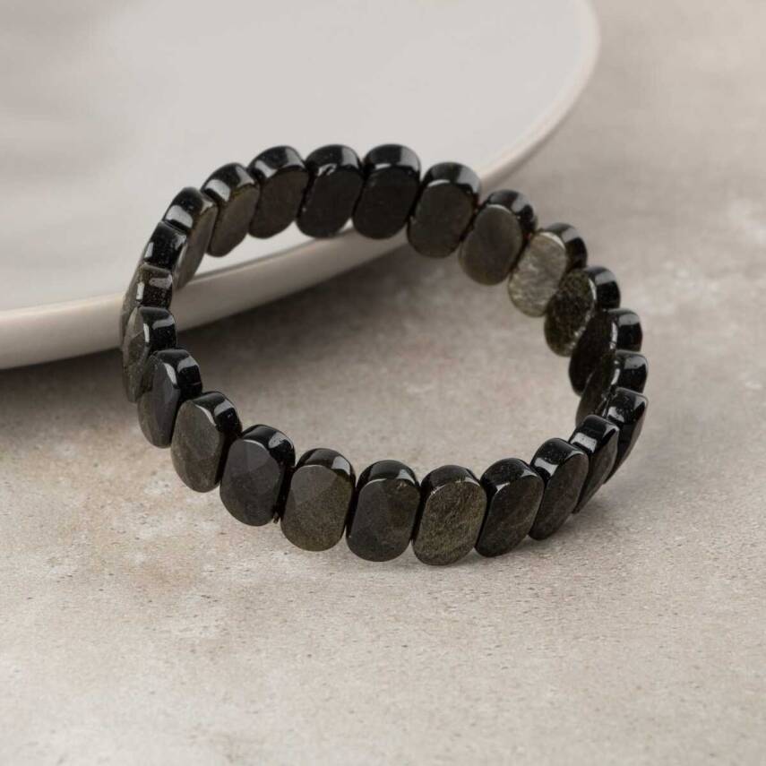 Rainbow Obsidyen Doğal Taş Geniş Kesim Bileklik - 3