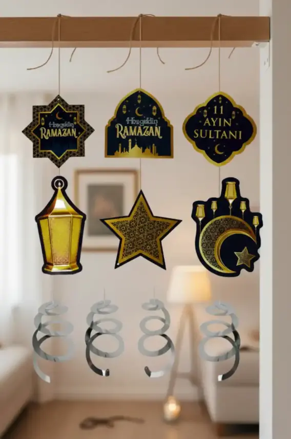Ramazan-ı Şerif Çift Taraflı Sarkıt Süs 6 Lı - 3