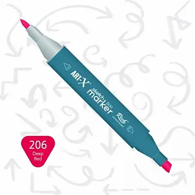 Rich Art-X Çift Uçlu Sketch Markör Kalem 206 Koyu Kırmızı - Rich (1)