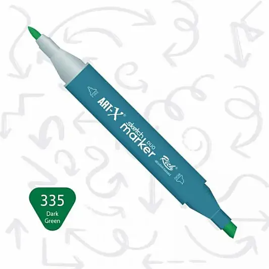 Rich Art-X Çift Uçlu Sketch Markör Kalem 335 Koyu Yeşil - 1
