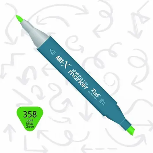 Rich Art-X Çift Uçlu Sketch Markör Kalem 358 Sisli Yeşil - 2