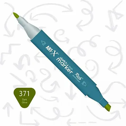 Rich Art-X Çift Uçlu Sketch Markör Kalem 371 Koyu Zeytin - 2