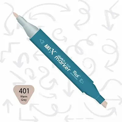 Rich Art-X Çift Uçlu Sketch Markör Kalem 401 Sıcak Gri - Rich (1)