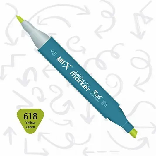 Rich Art-X Çift Uçlu Sketch Markör Kalem 618 Sarı Yeşil - 1