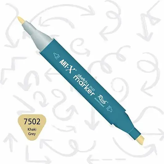 Rich Art-X Çift Uçlu Sketch Markör Kalem 7502 Haki Gri - 2