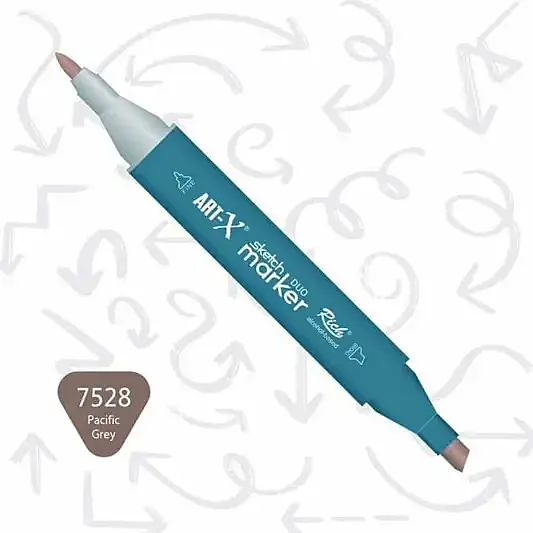 Rich Art-X Çift Uçlu Sketch Markör Kalem 7528 Pasifik Gri - 2