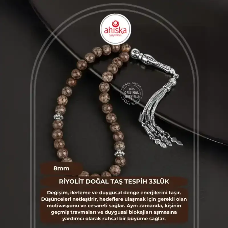 Riyolit Doğal Taş Tesbih 33lük - 8mm - 1
