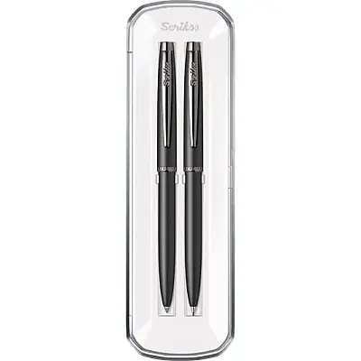 Scrikss 108 Prestige Tükenmez + Mekanik Kurşun Kalem Takım Mat Siyah - 12