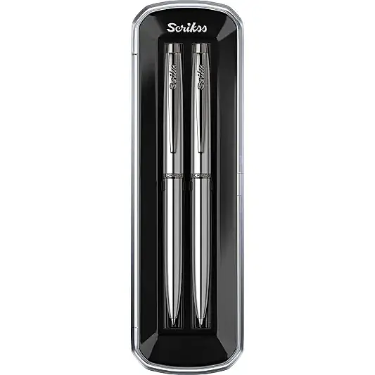 Scrikss 108M Prestige Tükenmez + Mekanik Kurşun Kalem Takım Krom - 3