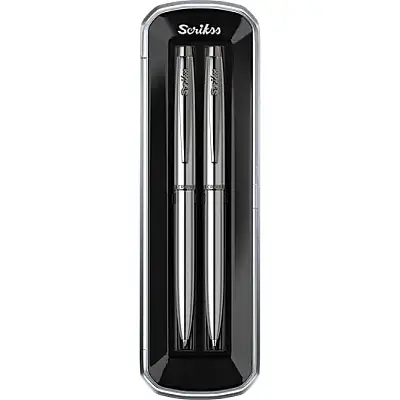 Scrikss 108M Prestige Tükenmez + Mekanik Kurşun Kalem Takım Krom - 4