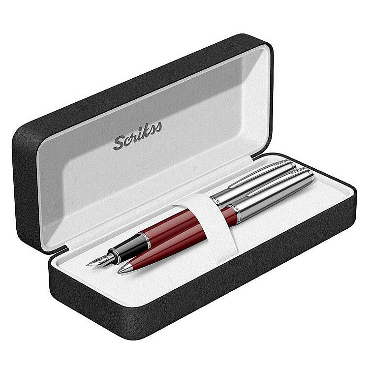 Scrikss Metropolis 78 Dolma Kalem + Tükenmez Kalem Takım Bordo M Uç - 1