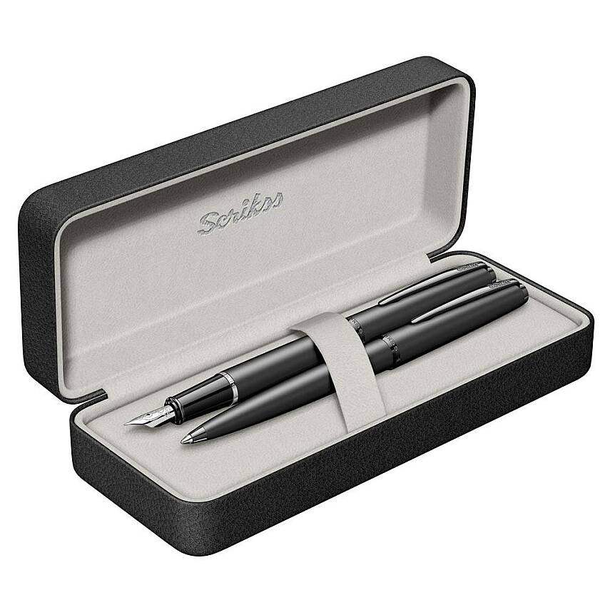 Scrikss Metropolis 78 Dolma Kalem + Tükenmez Kalem Takım Siyah M Uç - 1
