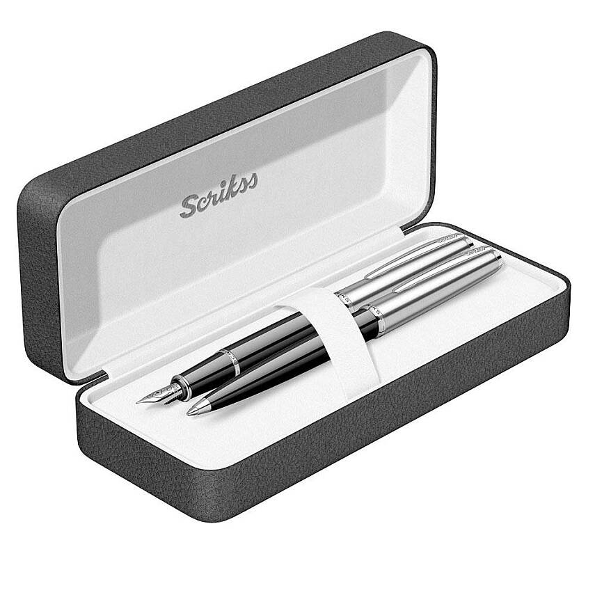 Scrikss Metropolis 78 Dolma Kalem + Tükenmez Kalem Takım Siyah M Uç - 2