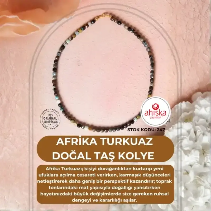 Sertifikalı Afrika Turkuaz Doğal Taş Kolye (SK247) - 2