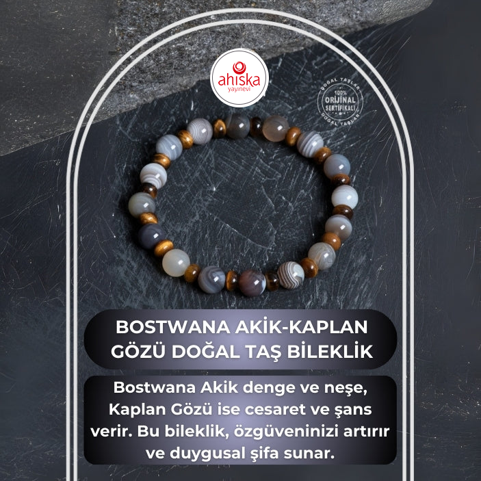 Sertifikalı Bostwana Akik, Kaplan Gözü Doğal Taş Bileklik - 2