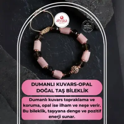 Sertifikalı Dumanlı Kuvars ve Opal Doğal Taş Bileklik - Doğal Taş (1)