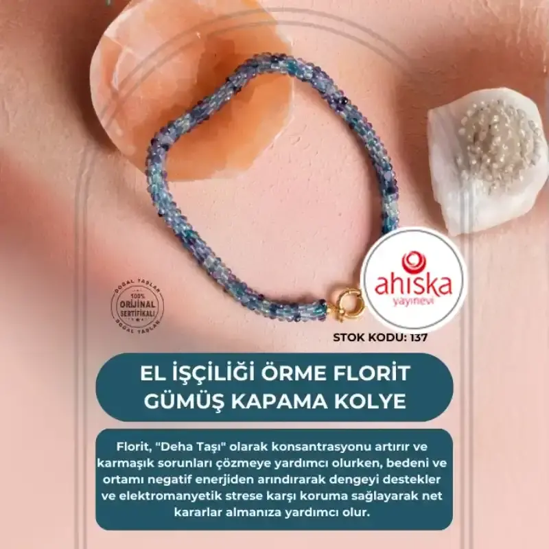 Sertifikalı El İşçiliği Örme Florit Gümüş Kapama Kolye (SK137) - 2